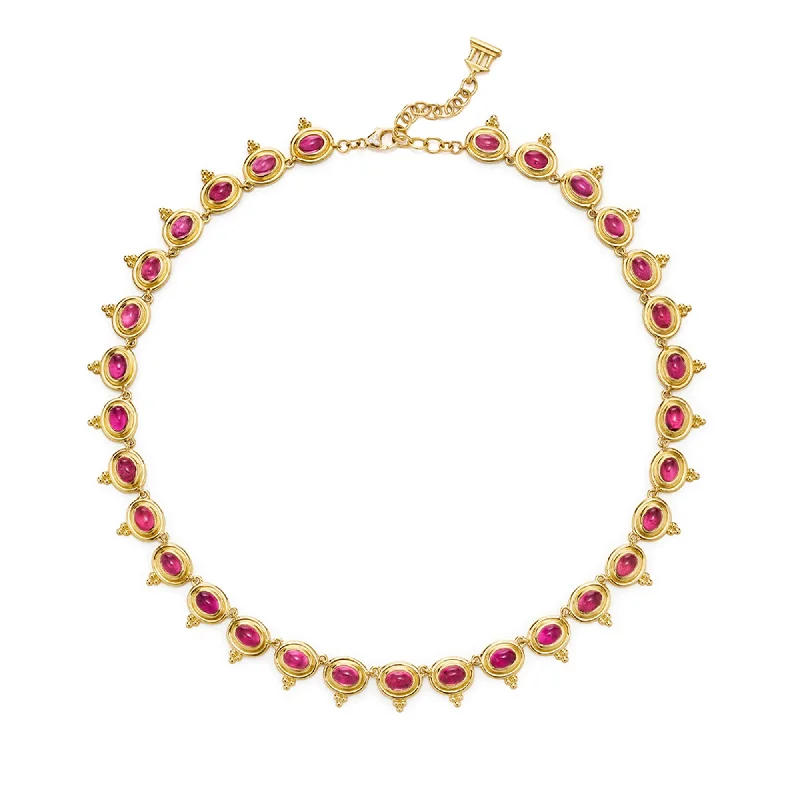 women chic necklaces -18K Pink Tourmaline Temple Necklace