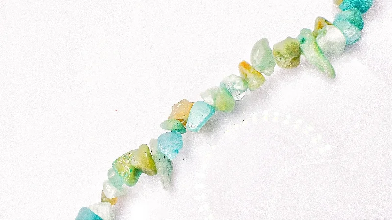 women custom gemstone bracelets -Amazonite Raw Crystal Chip Bracelet