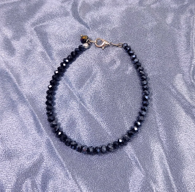 women oversized bangles -Small Navy Crystal Bead Wire Bracelet