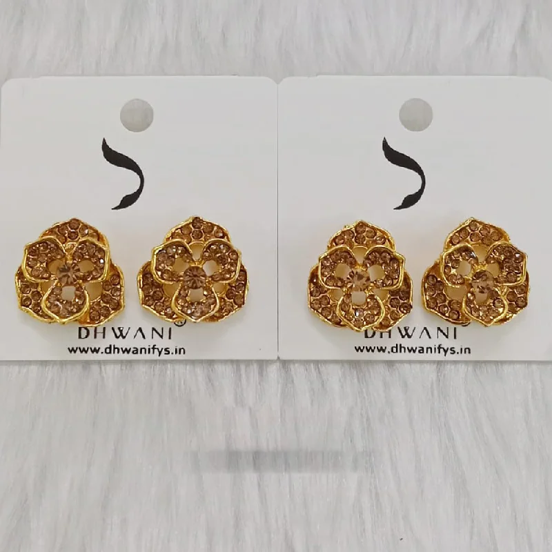 women gold gemstone earrings -Dhwani Gold Plated Austrian Stone Studs Earrings