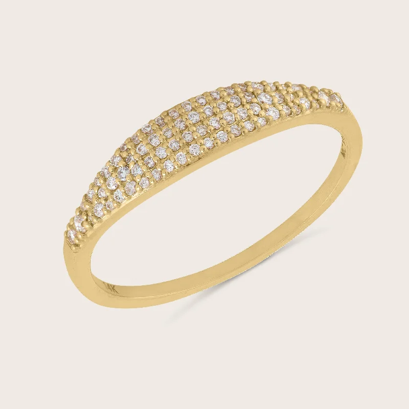 women eternity engagement rings -14k Gold Pavé Lab Grown Diamond Thin Dôme Ring