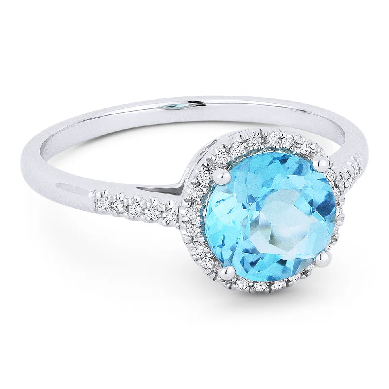 women round engagement rings -14K White Gold,blue Topaz Ring