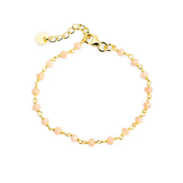 women handmade bracelets -Crystals Peach Gold Bracelet