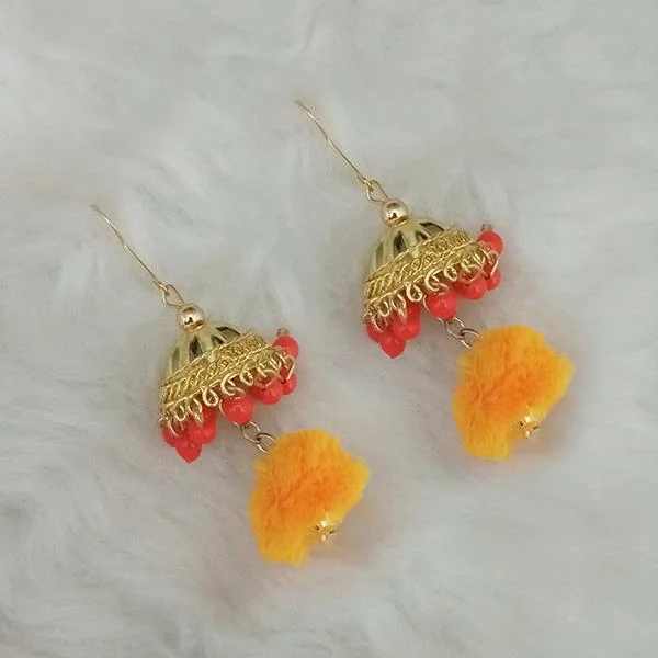 women personalized hoop earrings -Tip Top Fashions Gold Plated Jhumki Pompom Earrings - 1308380G