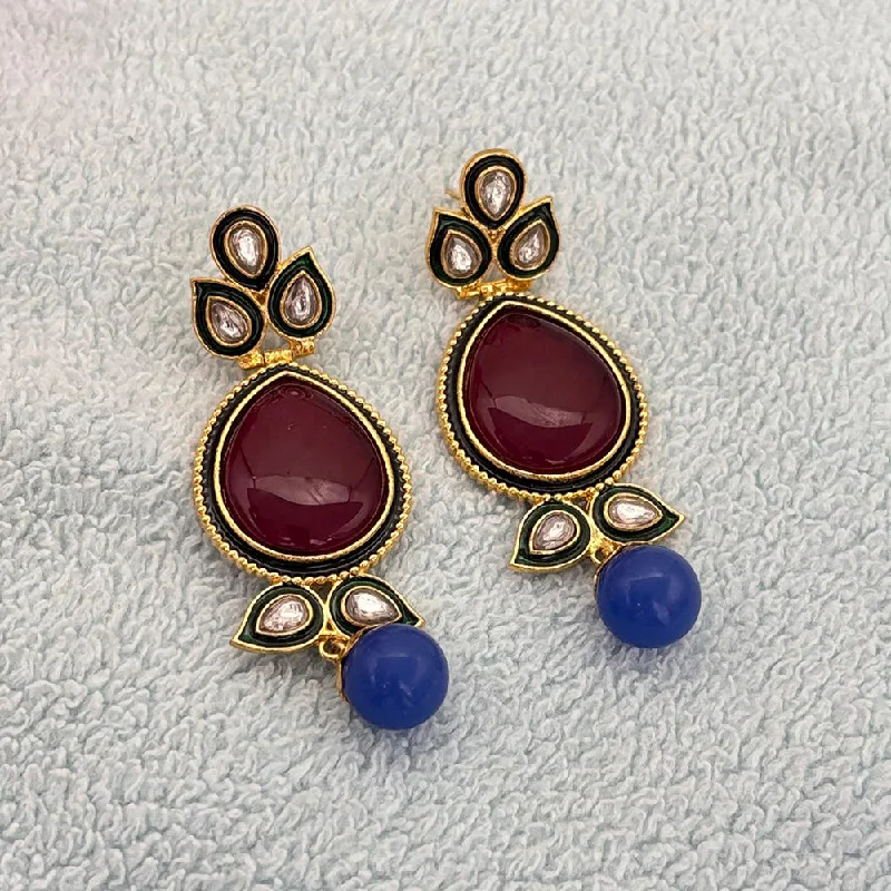 women boho earrings -Jewel Addiction Gold Plated Kundan Stone Dangler Earrings