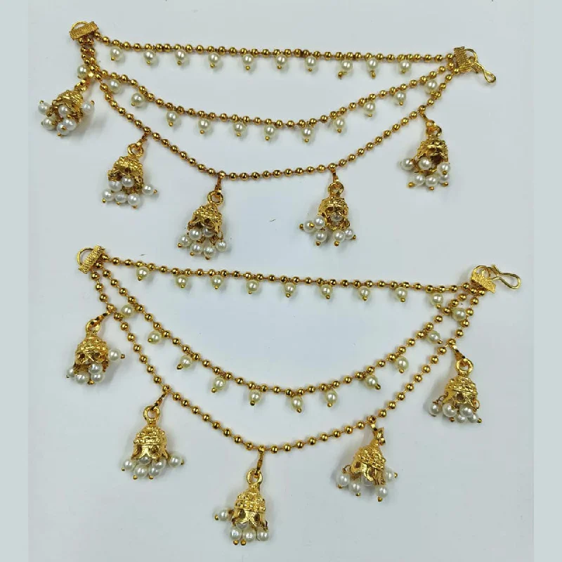 women vintage diamond earrings -Manisha Jewellery Gold Plated Pearls Kanchain