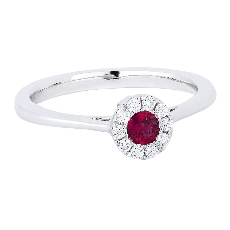 women ruby and diamond engagement rings -14K White Gold,ruby Ring