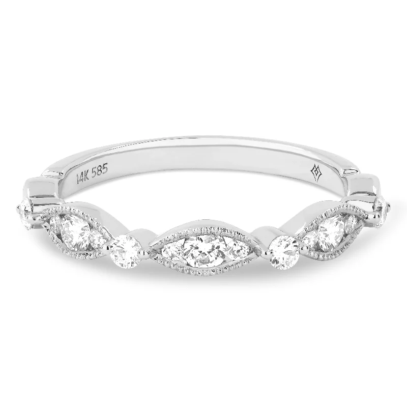 women heart-shaped engagement rings -14K White Gold,white Diamond Ring