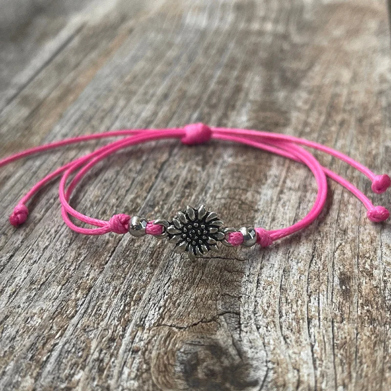 women gold bangles -Sunflower Fuchsia Bracelet Anklet