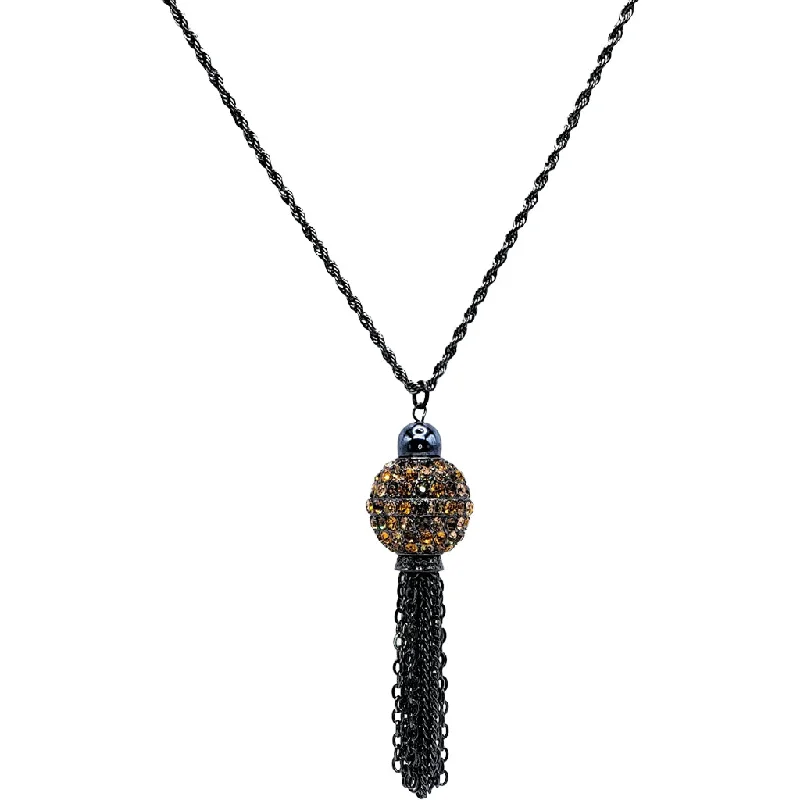 women engraved gold necklaces -Vintage Gunmetal with Hematite Disco Ball Tassel Necklace