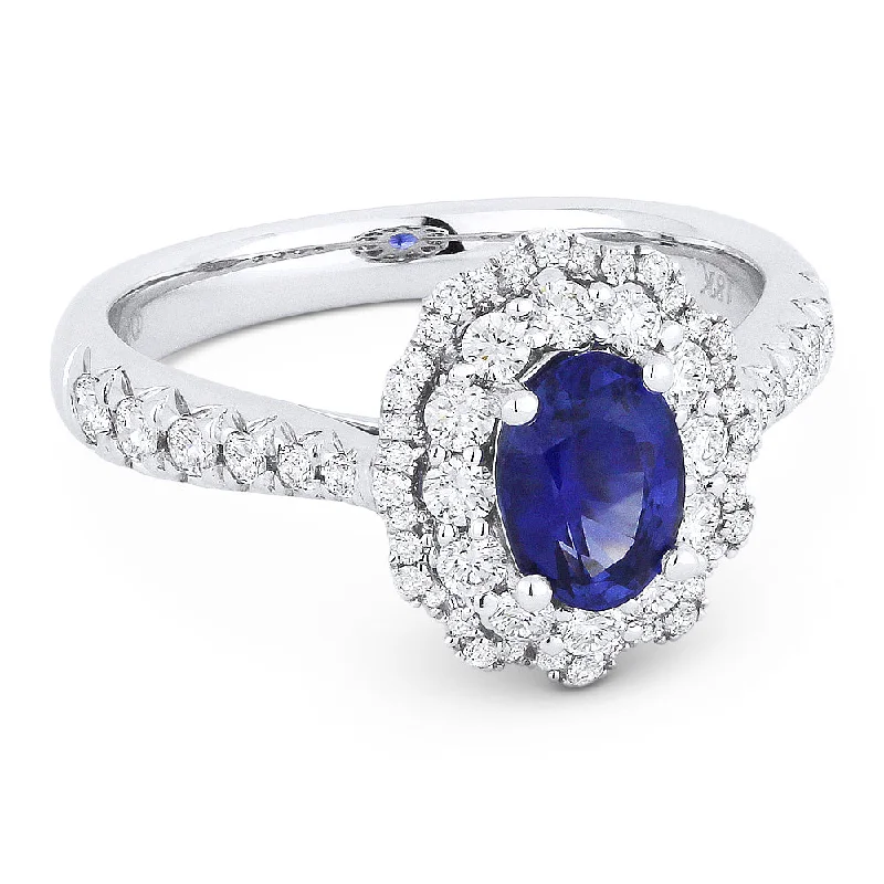 women affordable diamond engagement rings -14K White Gold,sapphire Ring