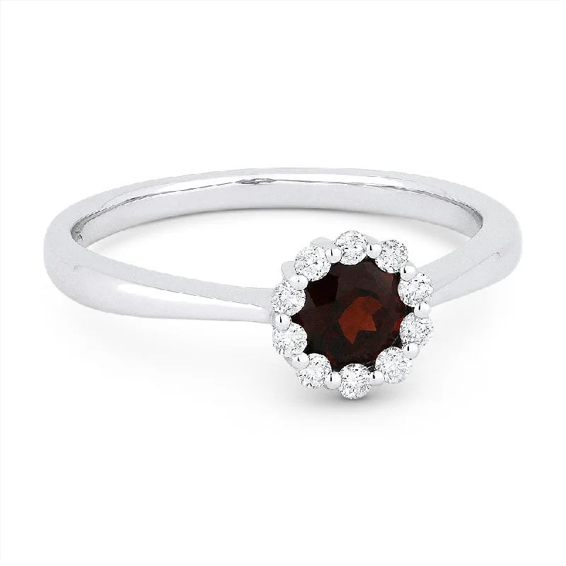 women affordable diamond engagement rings -14K White Gold,garnet Ring