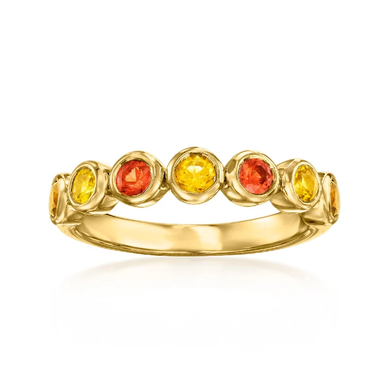 women diamond ring engagement sets -Ross-Simons Orange and Yellow Sapphire Ring With . Citrines in 18kt Gold Over Sterling