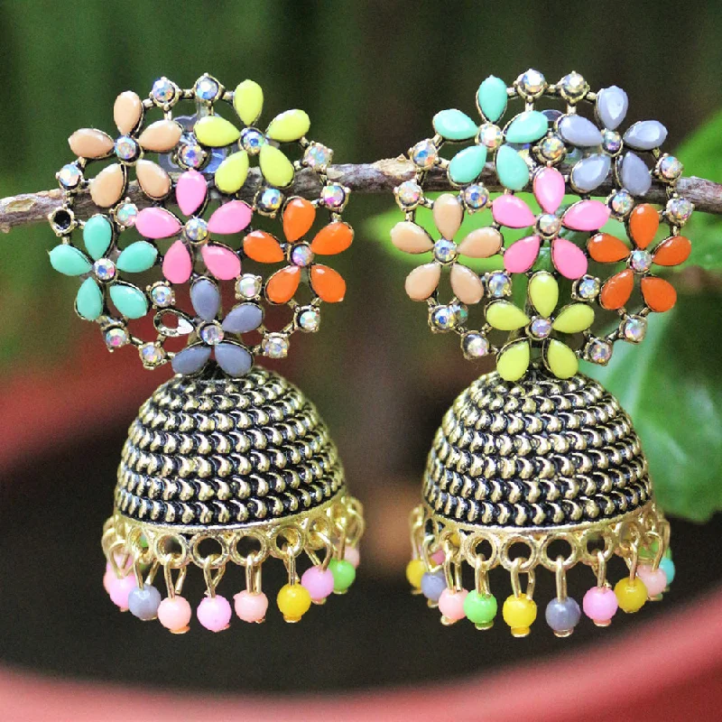 women sterling silver earrings -H K Fashion  Oxidised Gold Plated Jhumki Earrings