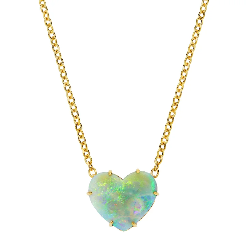 women minimalist pendant necklaces -Signature Opal Heart Pendant Necklace