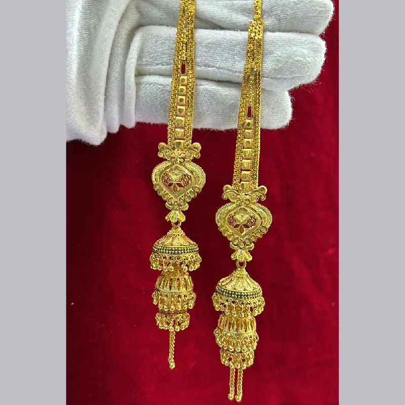 women engraved earrings -Pari Art Jewellery Gold Forming Jhumki Earrings