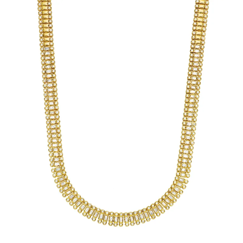 women bridal gold necklaces -Gabriella Triple Row Necklace