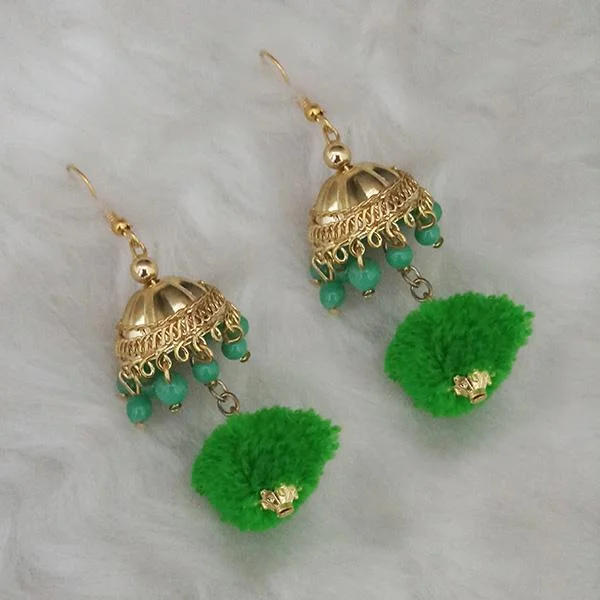 women pearl earrings -Tip Top Fashions Gold Plated Jhumki Pompom Earrings - 1308380D