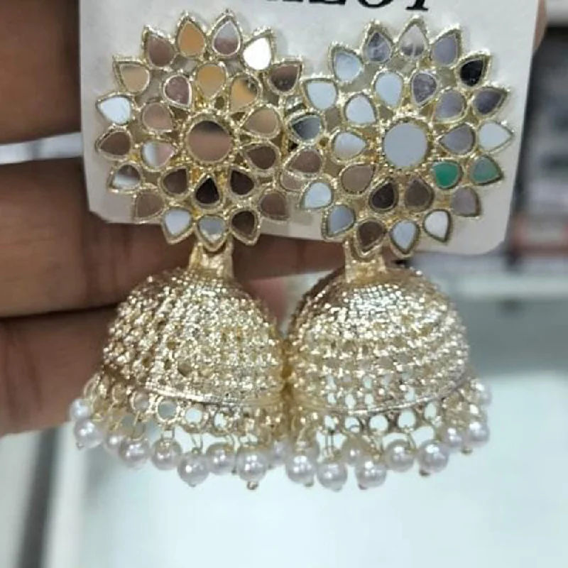 women statement earrings -Kavita Art Gold Plated Mirror Jhumki Earrings