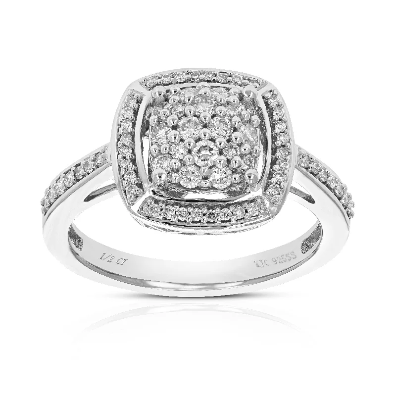 women one-of-a-kind engagement rings -1/2 cttw Round Cut Lab Grown Diamond Prong Set Engagement Ring .925 Sterling Silver