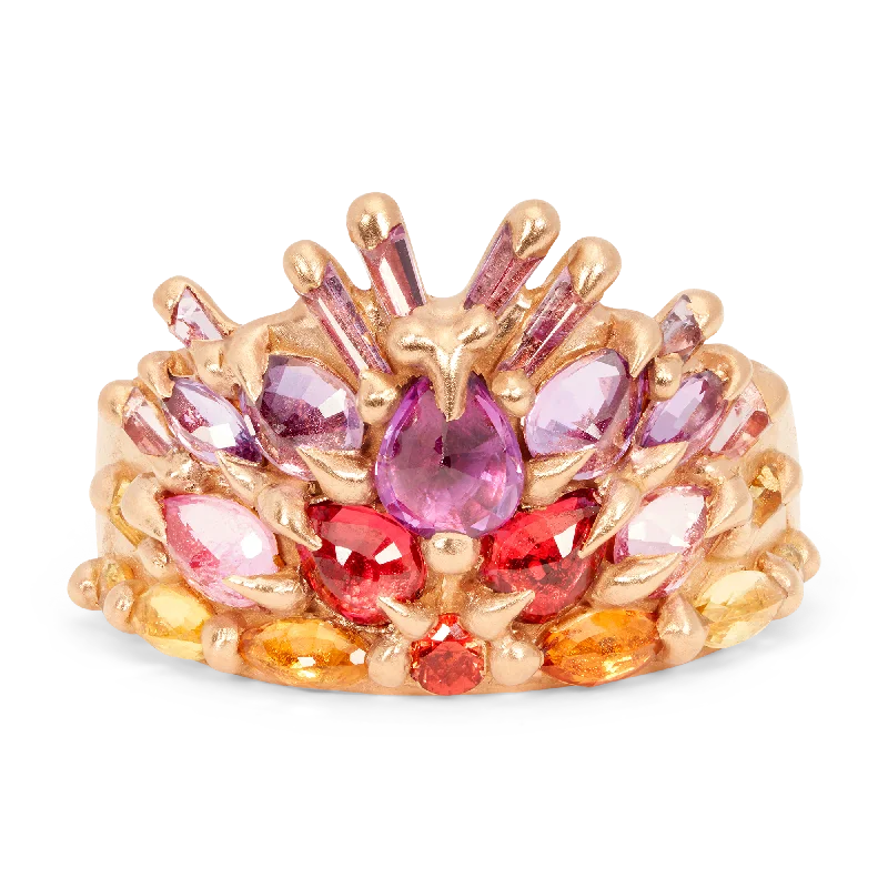 women gold engagement rings -California Sunset Ebrion Half Shield Ring in Rose - Size 7 - 11456