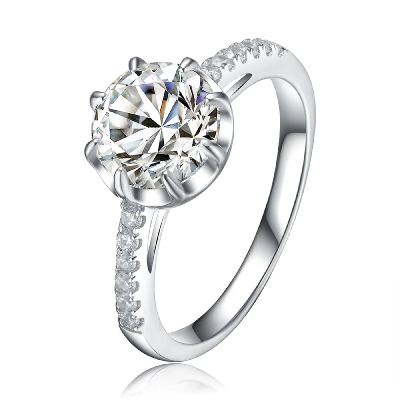 women white gold engagement rings -Sterling Silver Clear Cubic Zirconia Solitairie Size 7 Ring