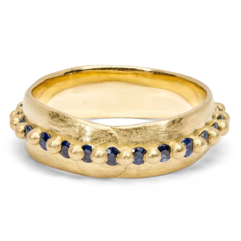 women elegant wedding rings -Wide Blue Nina Ring - Size 5.5 - 9691