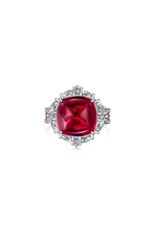 women modern wedding rings -Luxurious Sugar Tower Ruby Engagement Ring