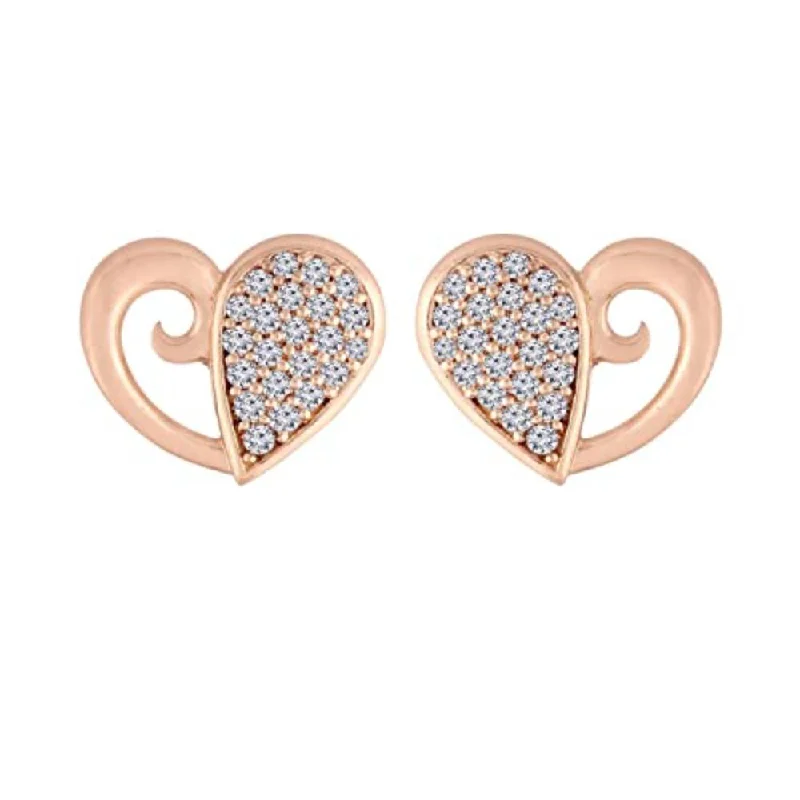 women gemstone stud earrings -Etnico Stylish Latest Fashion Rose Gold Plated Fashion Cubic Zirconia American Diamoand Heart Shape Stud Earrings For Women/Girls (E2895)