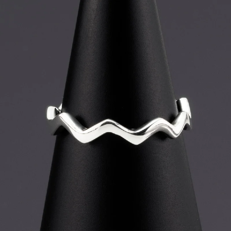 women modern rings -Thin Sterling Silver Zig Zag Ring