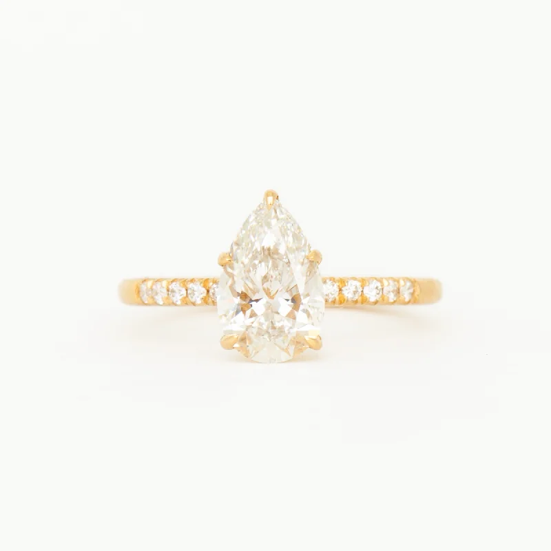 women two-tone rings -Pear Diamond Pavé Vault Ring