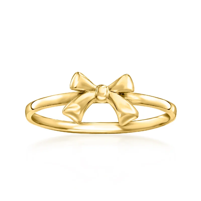 women custom wedding bands -RS Pure by Ross-Simons 14kt Yellow Gold Bow Ring