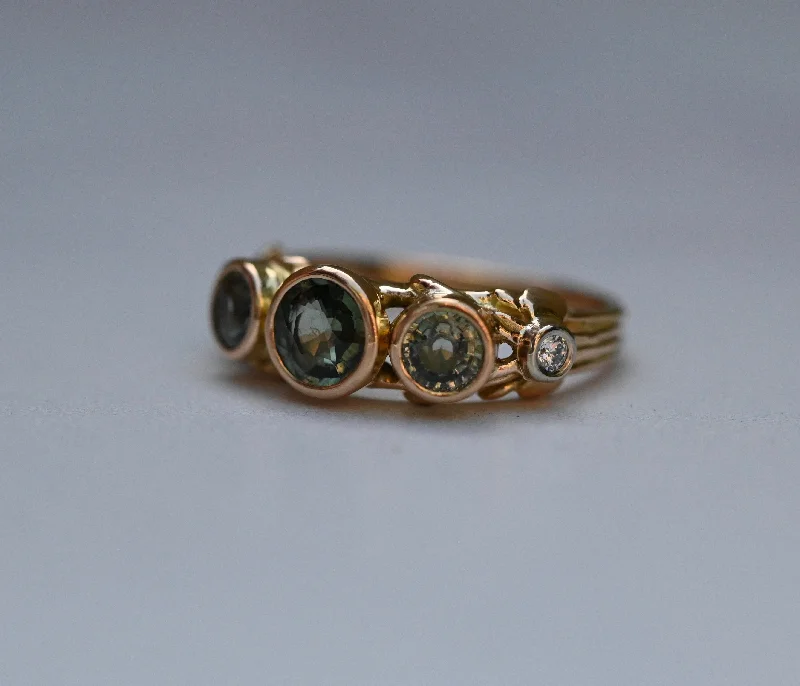 women romantic rings -Sapphire & Diamond 14k Gold Customizable Ring Setting - Made To Order