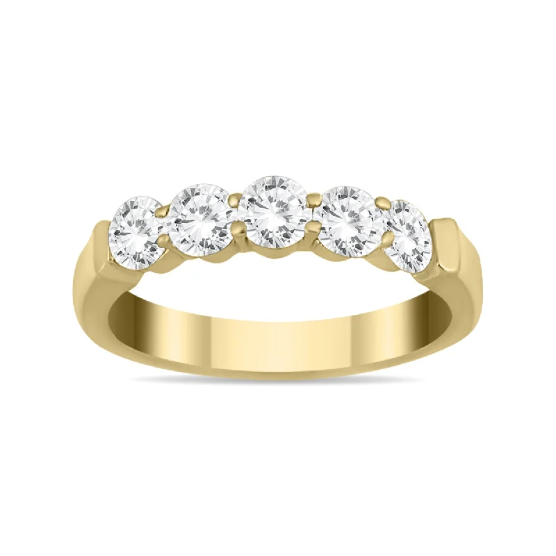 women custom halo engagement rings -1/2 Carat Tw Seven Stone Diamond Wedding Band In 14K Yellow Gold