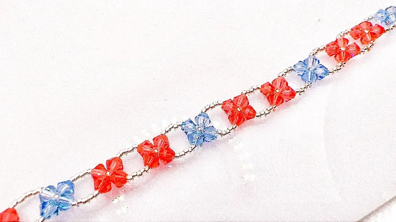 women bangle stack bracelets -Blue Red Forget Me Not Bracelet