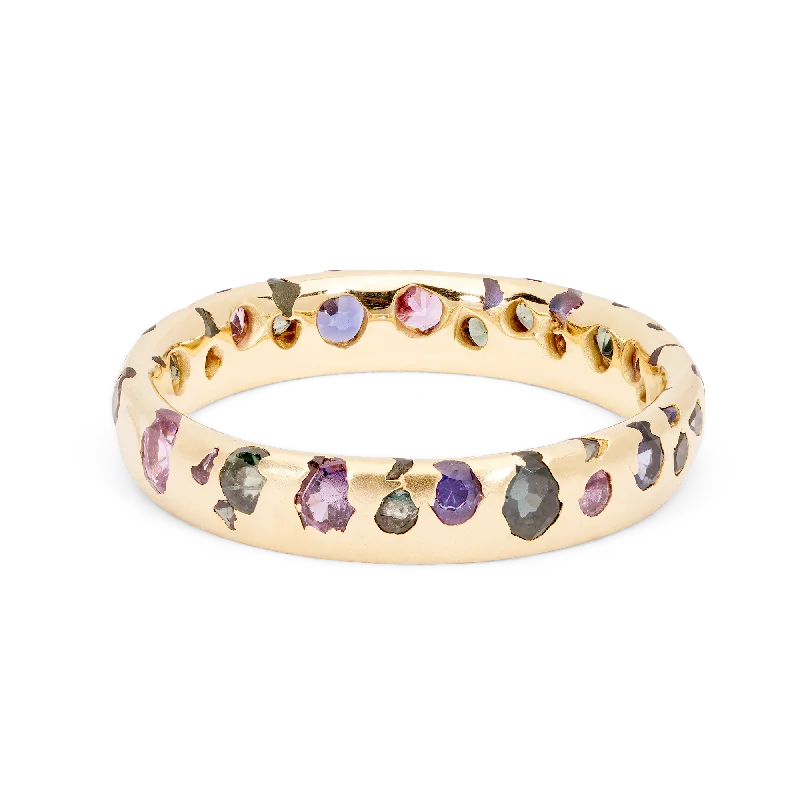 women gemstone eternity rings -Green & Purple Confetti Ring - Made to Order