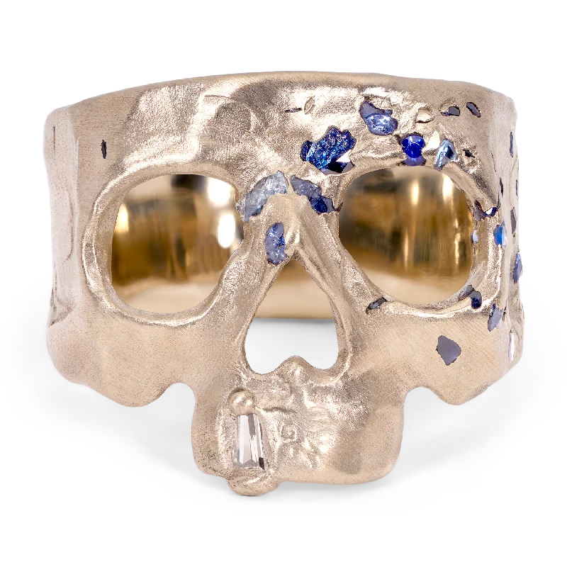 women pearl rings -Blue Confetti Skull Ring in White - Size  - 11718