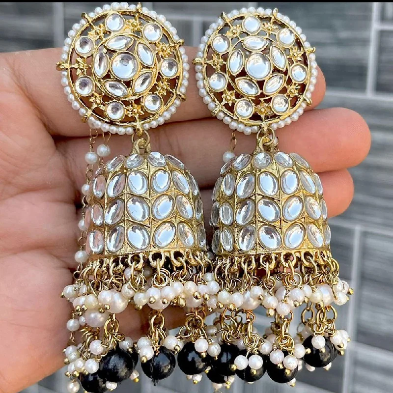 women pearl drop earrings -Manisha Jewellery Gold Plated Kundan Jhumki Earrings