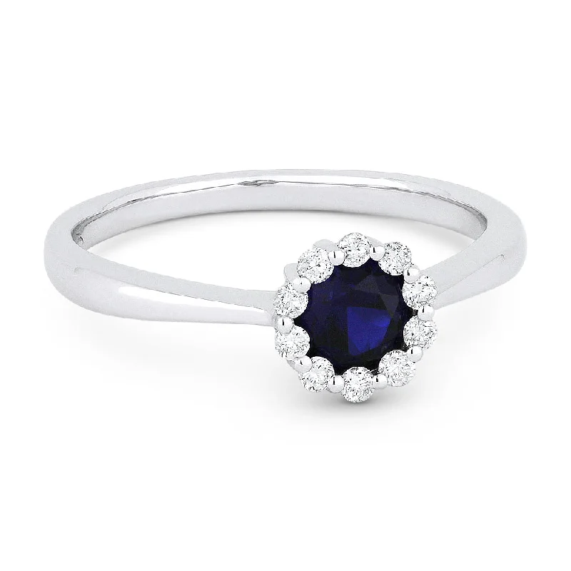 women round engagement rings -14K White Gold,created Sapphire Ring