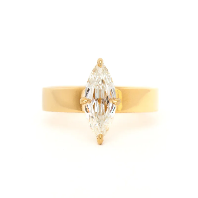 women two-tone rings -1.13 ct Marquise Diamond Temple Ring