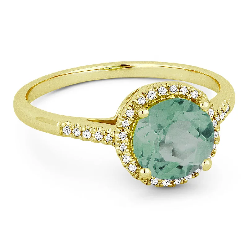 women rose gold engagement rings -14K Yellow Gold,created Green Spinel Ring