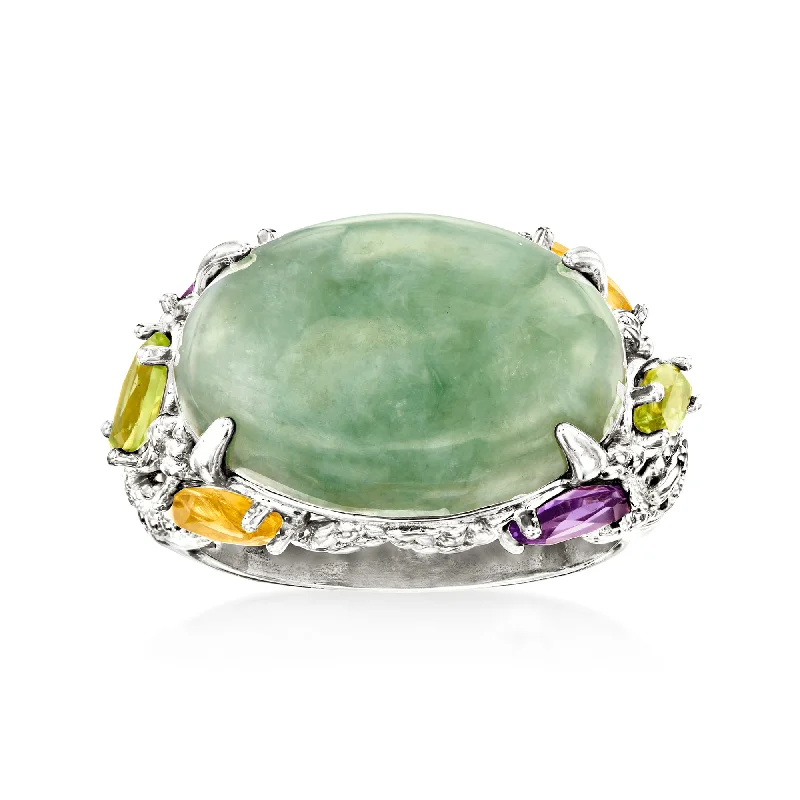 women eternity engagement rings -Ross-Simons Jade and Multi-Gemstone Ring in Sterling Silver