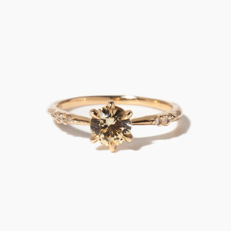 women halo rings -Champagne Sapphire Ilona Ring