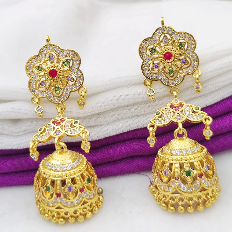 women personalized hoop earrings -Fancyla Gold Plated Austrian Stone Jhumki Earrings