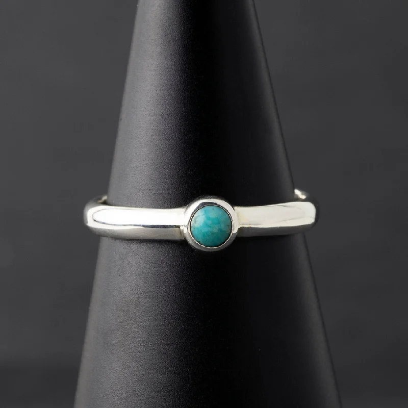 women engagement ring sets -Small Thin Sterling Silver and Turquoise Ring