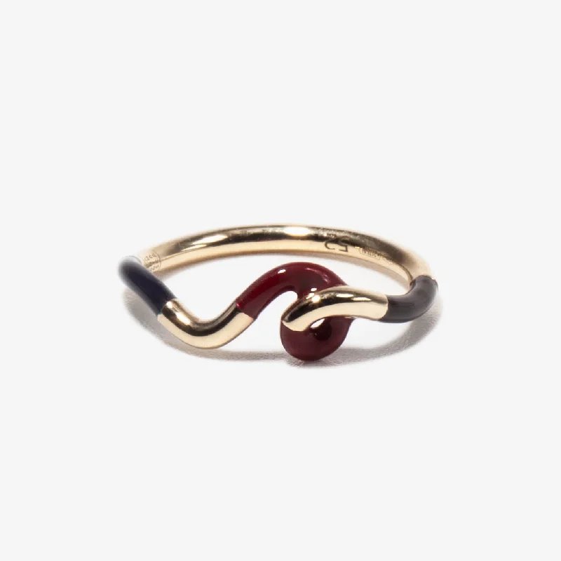 women round diamond rings -Dark Navy, Burgundy & Cherry Chocolate Enamel Multi Frequency Ring