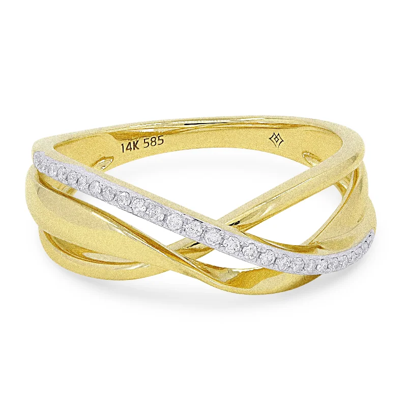 women fancy engagement rings -14K Yellow Gold,white Diamond Ring