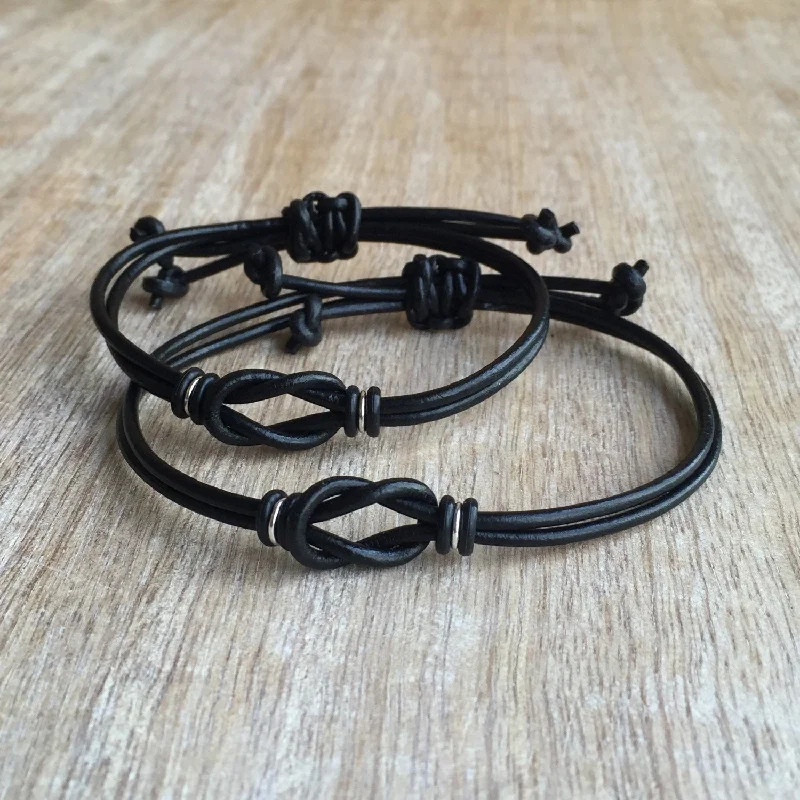 women minimalist bracelets -Sanibel Set, Black Couples Bracelets