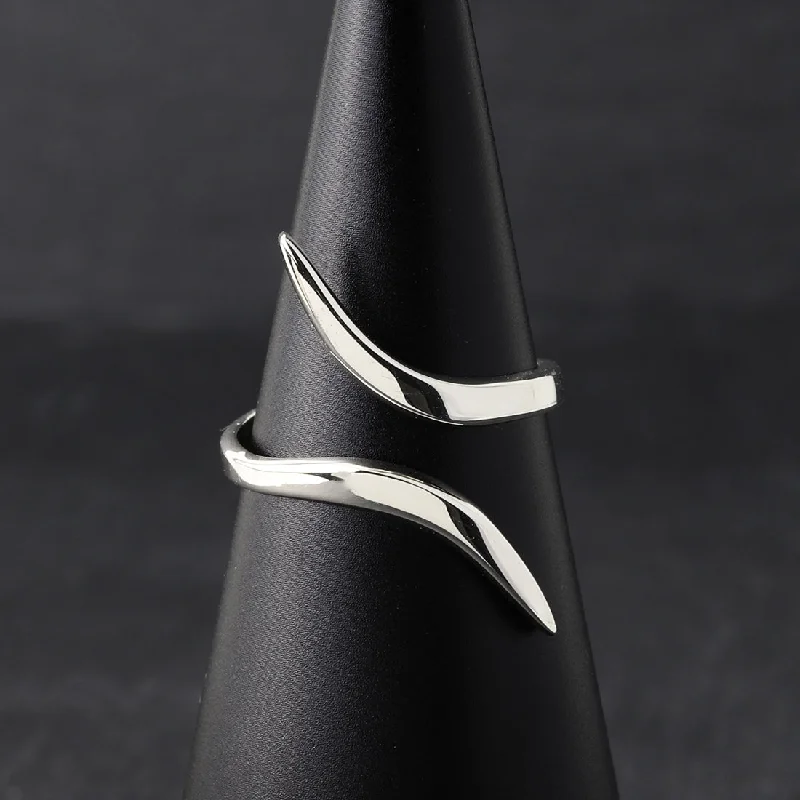 women anniversary rings -Thin Sterling Silver Open Front Bypass Ring