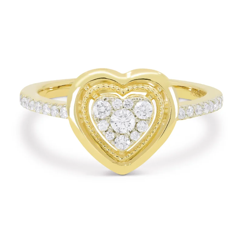 women eternity engagement rings -14K Yellow Gold,white Diamond Ring